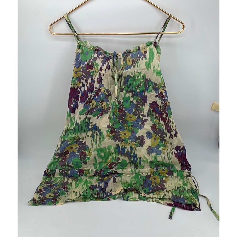 Vintage Moda International Womens Tank‎ Top Size M Green Purple Cream Y2K